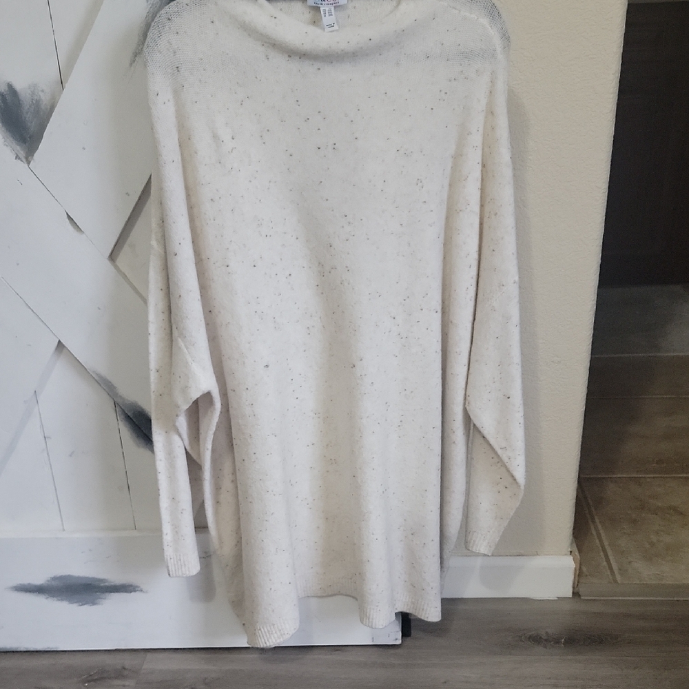 Denim&Co Speckled Cream Turtleneck Sweater